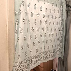 Blue sarong with gold batik